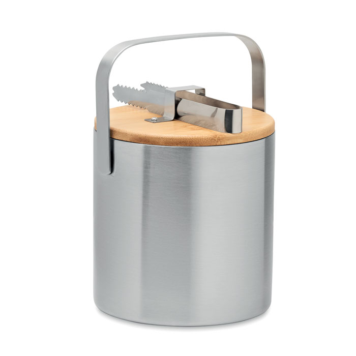 Seau à glace publicitaire avec pince 1,2L KOKKOLA silver mate